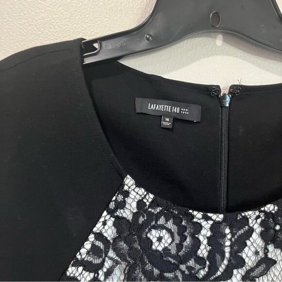 Lafayette 148 New York Black and White Lace Midi Dress Size 16 NWT - Picture 3 of 9